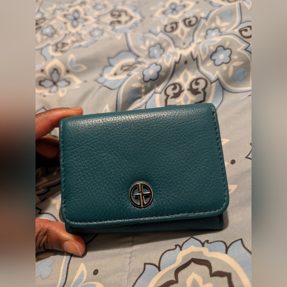 Giani Bernini Teal‎ Leather Wallet with Logo - Picture 1 of 4